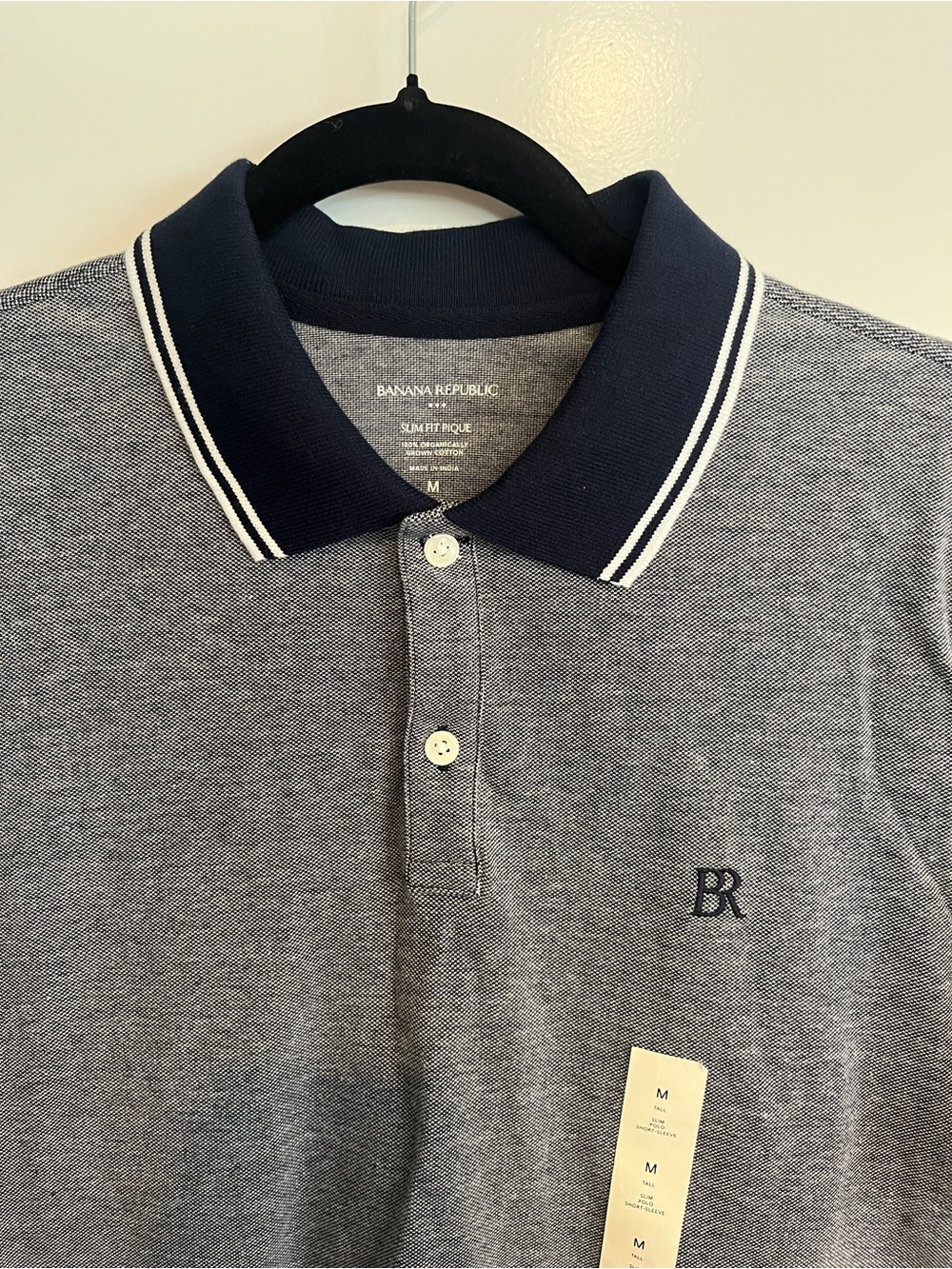 NWT Men’s Banana Republic Factory Slim-Fit Monogram Pique Polo Shirt Size M Tall